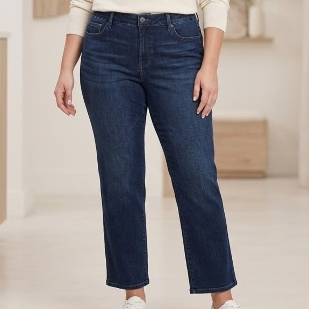 NYDJ Marilyn Straight Crop Jeans 14T Dark Wash Cool Embrace Rhapsody NWT
